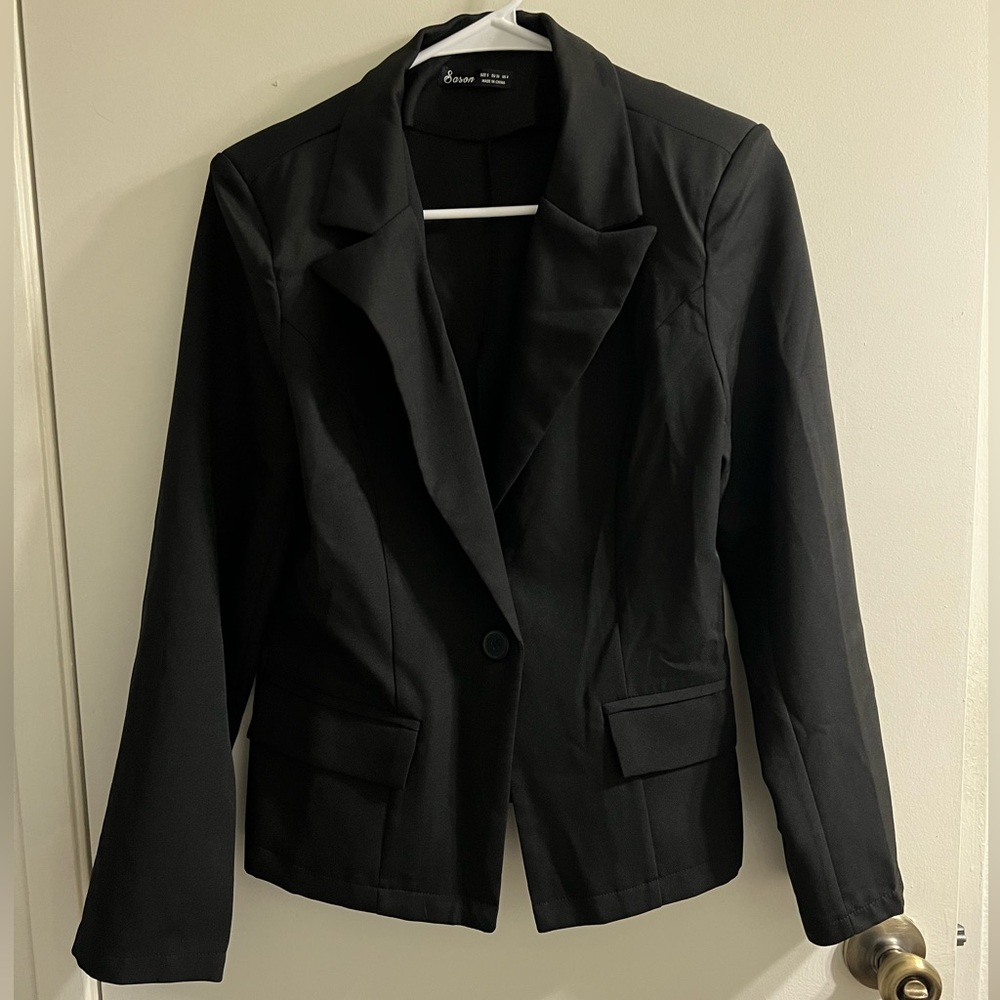 Casual Womens Black Blazer, Shein